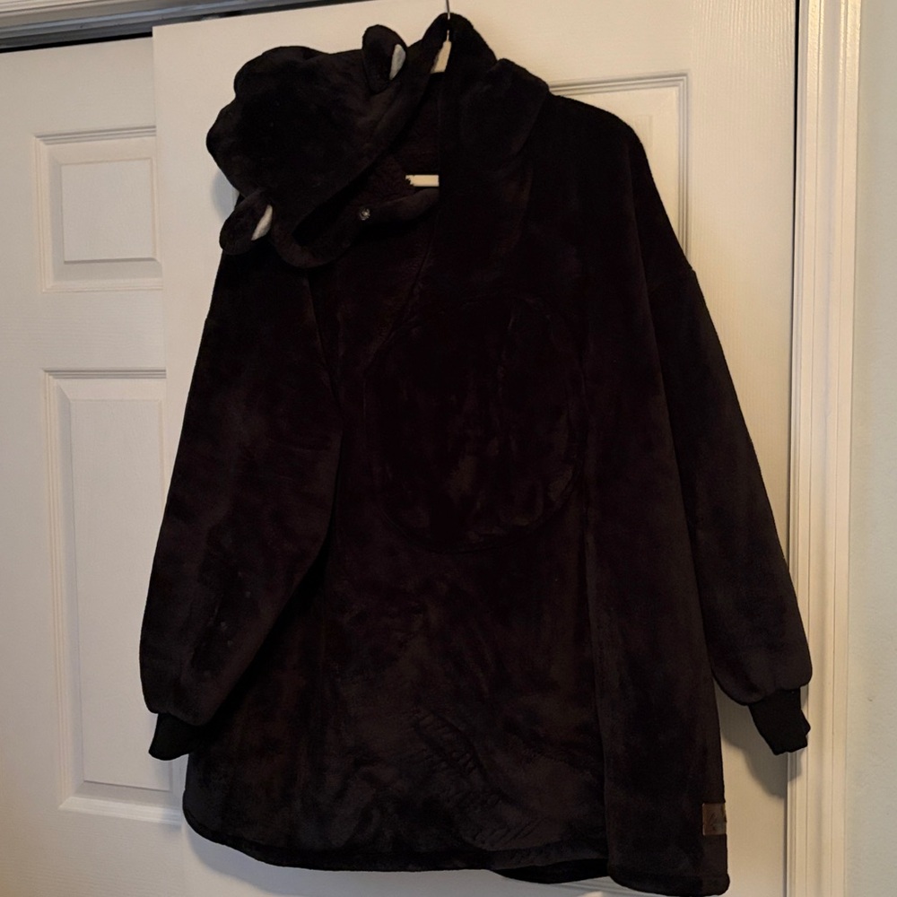 Catalonia Black Kitty Hoodie One Size Cozy with front pocket